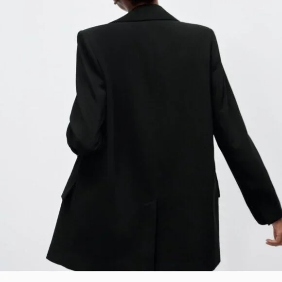 Zara Flowy Oversized Suit Blazer in Black Slouchy Menswear-inspired Women's XL - Picture 7 of 13